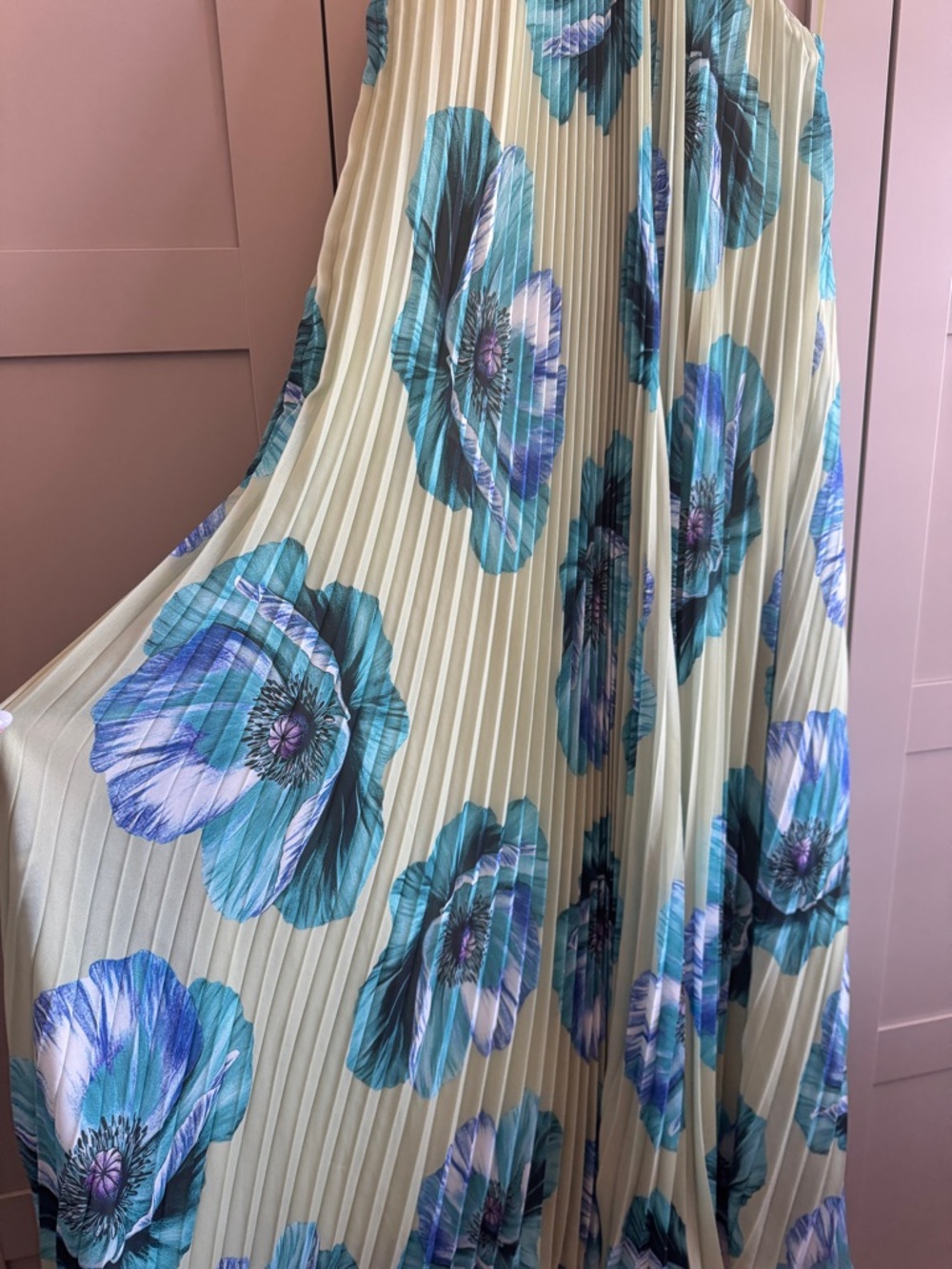 BHLDN Rosie Mock-Neck Pleated Chiffon Maxi Dress Anthropologie Summer Wedding ✅ - Picture 2 of 8